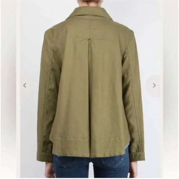 THE GREAT. The Swingy Army Jacket Military Green Utility Short High Low Coat 1 S - Picture 3 of 16